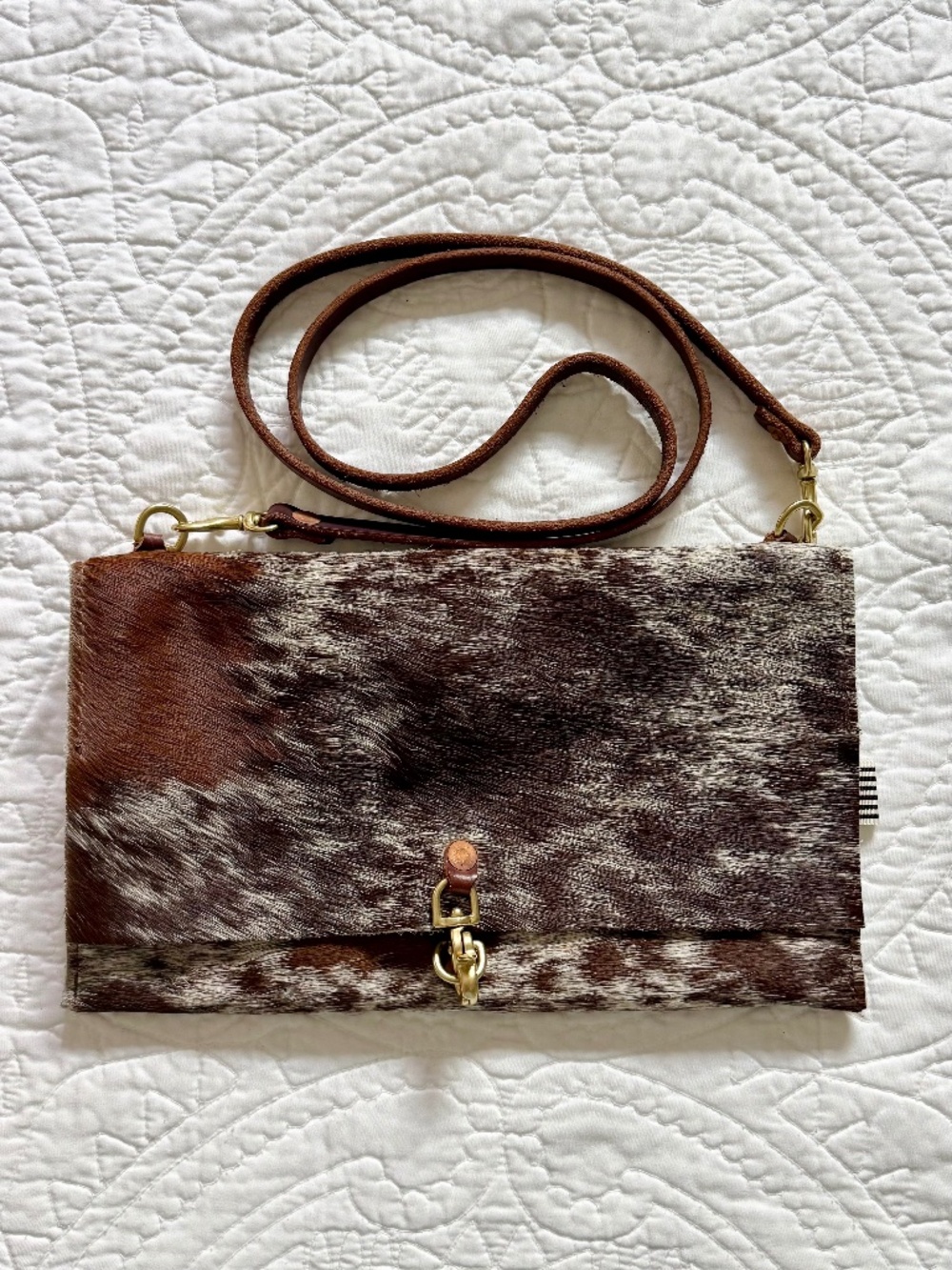 Meanwhile Back on the Farm Cow hide print Shoulder bag purse